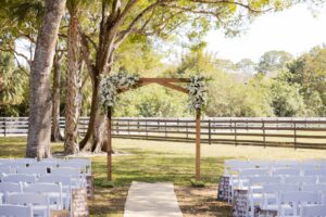 Palm Beach wedding venue ceremony with horse ranch views, green landscapes in an elegant setting